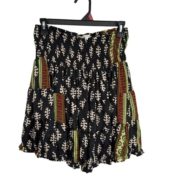 Earthbound Trading Co Tiered Skater Skirt‎ Lg Ruffle Boho Hippie Phoebe Buffay - Picture 3 of 9